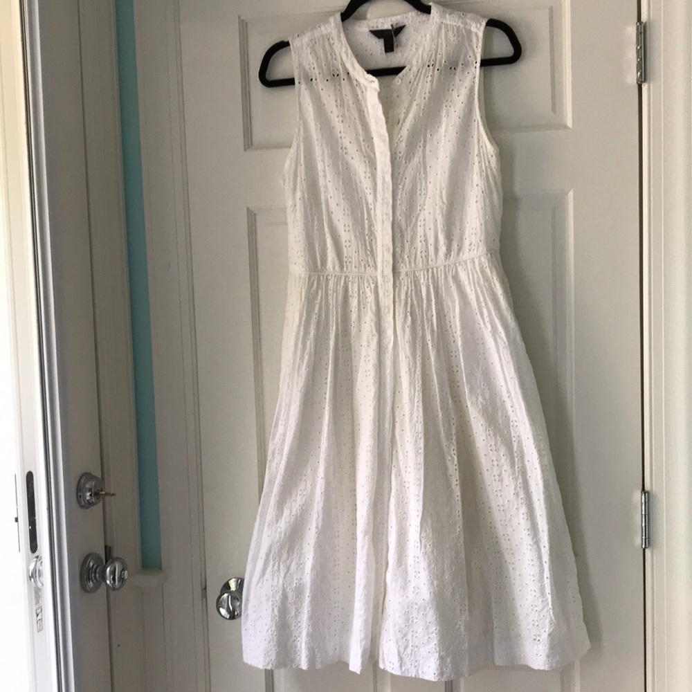 J. Crew White Sleeveless Eyelet Midi Dress